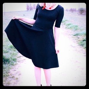 LLR fit and flare dress in black.